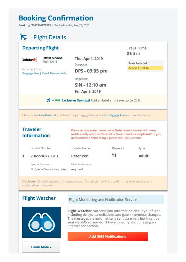 Fake Flight Tickets — Generate Proof of Onward Travel